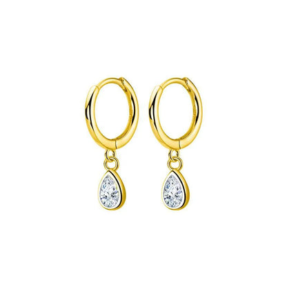 1 Pair Simple Style Water Droplets Inlay Sterling Silver Zircon Drop Earrings