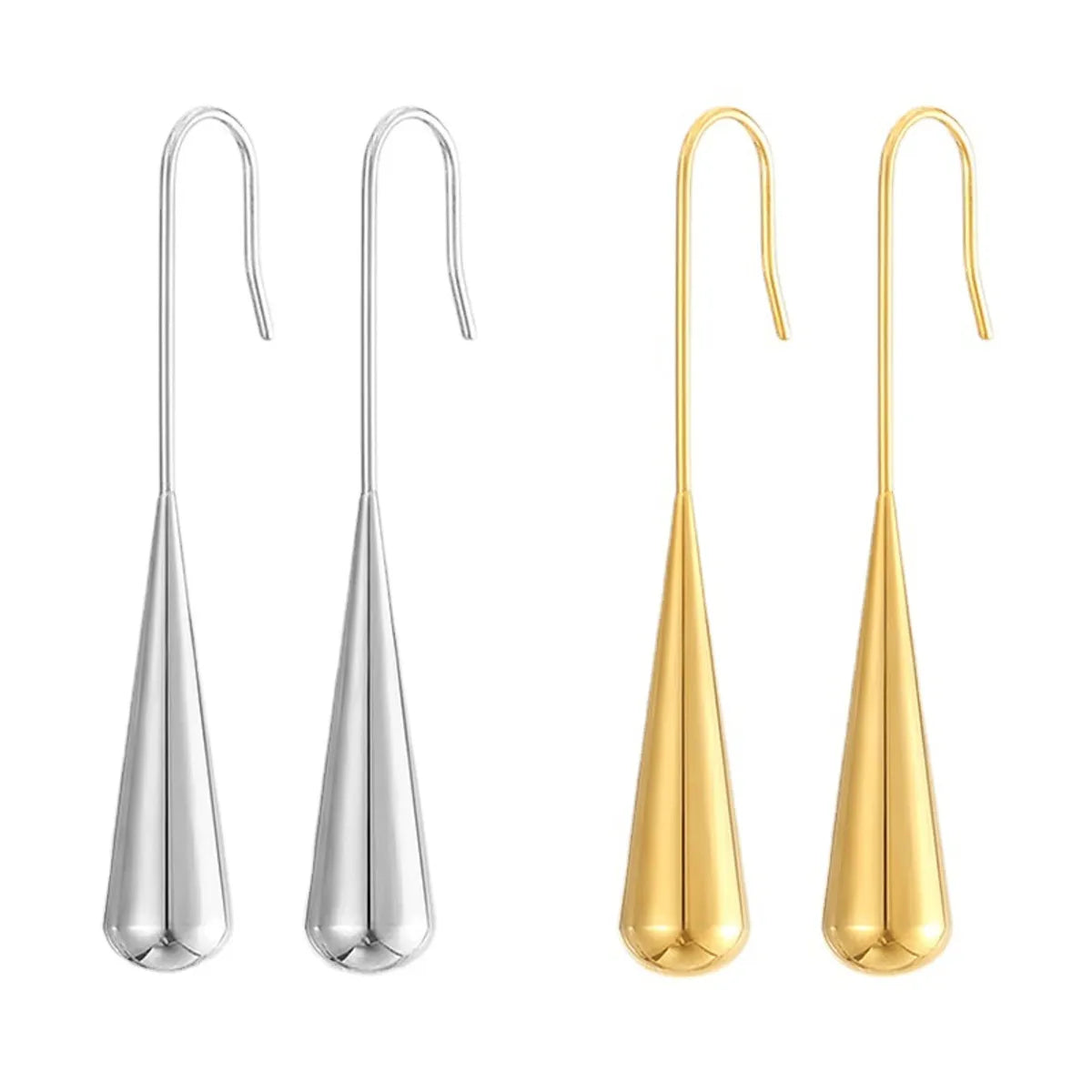 1 Pair Simple Style Water Droplets Titanium Steel Plating Drop Earrings