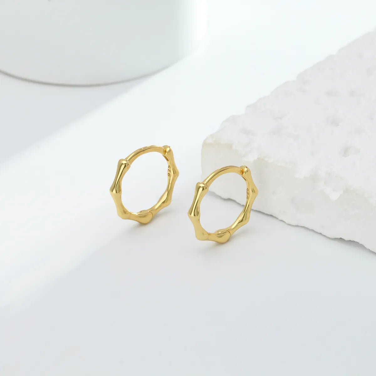 1 Pair Simple Style Waves Plating Sterling Silver Gold Plated Earrings