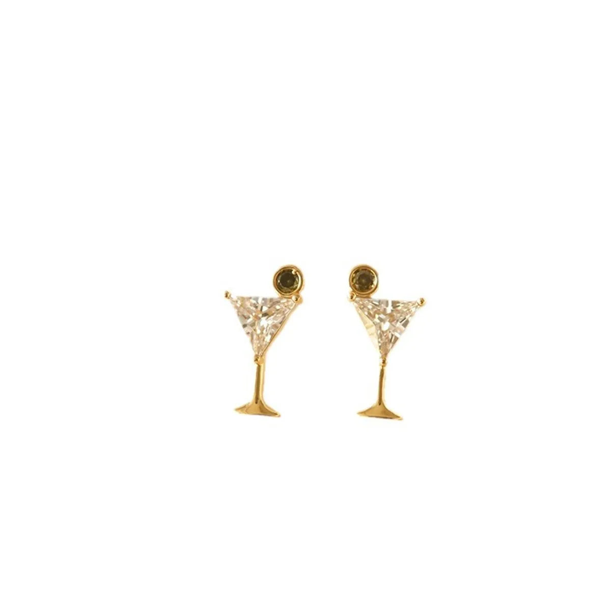 1 Pair Simple Style Wine Glass Plating Inlay Copper Zircon Ear Studs