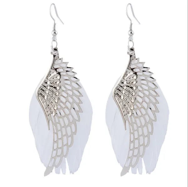 1 Pair Simple Style Wings Alloy Hollow Out Women'S Earrings