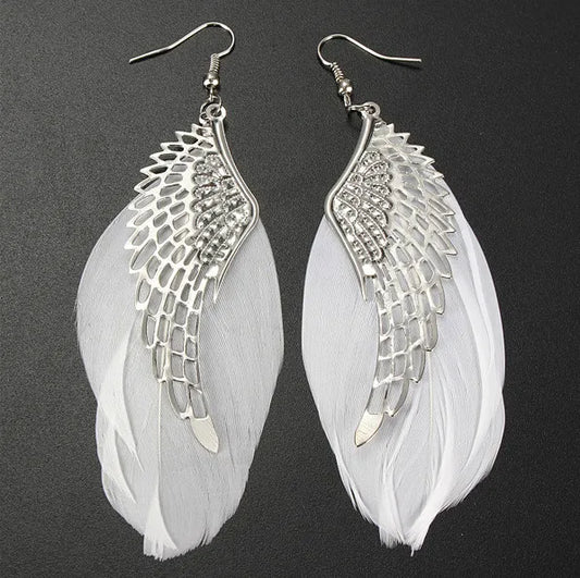 1 Pair Simple Style Wings Alloy Hollow Out Women'S Earrings