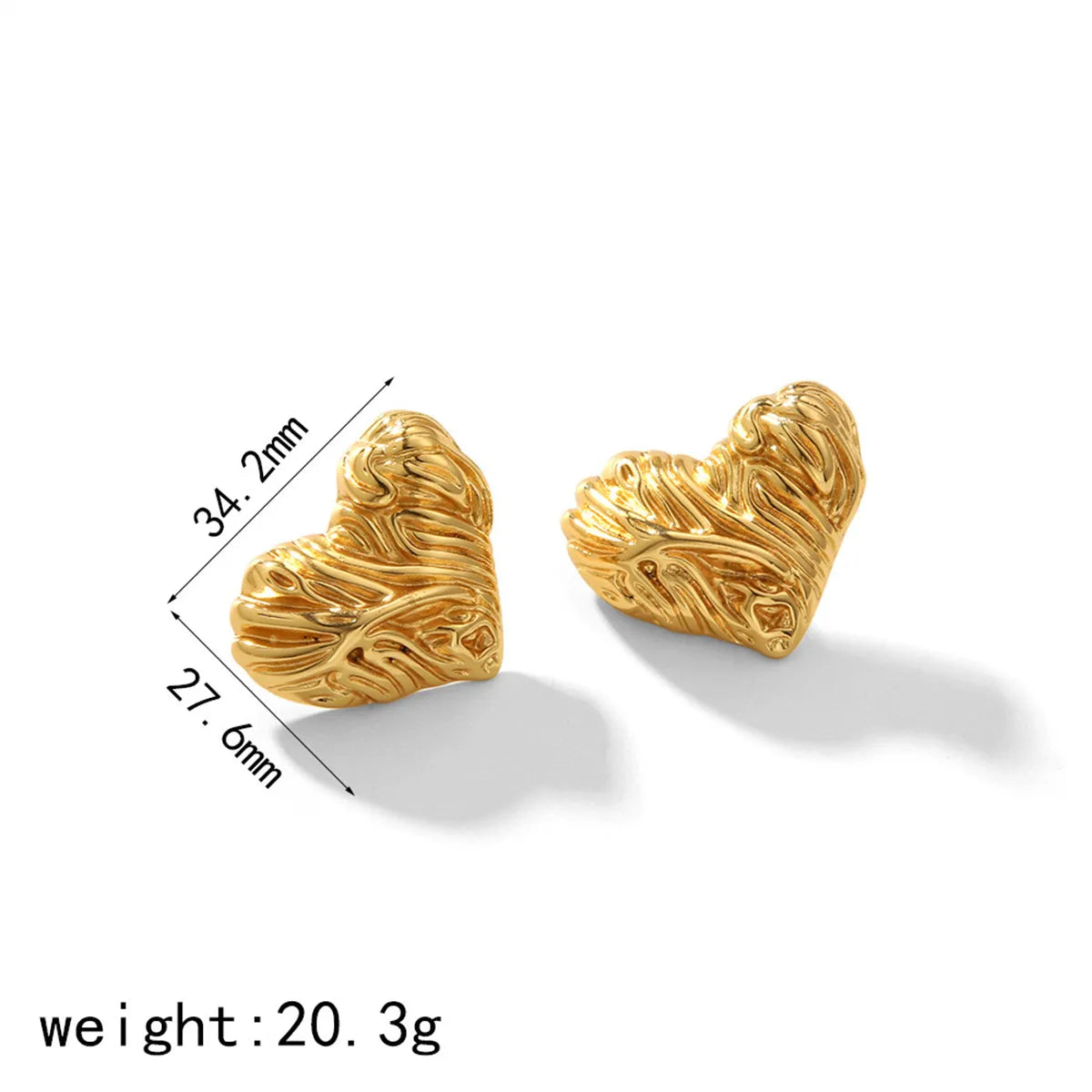 1 Pair Solid Color Classic Style Round Square Heart Shape Plating 304 Stainless Steel 18K Gold Plated Ear Studs