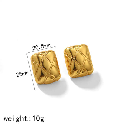 1 Pair Solid Color Classic Style Round Square Heart Shape Plating 304 Stainless Steel 18K Gold Plated Ear Studs