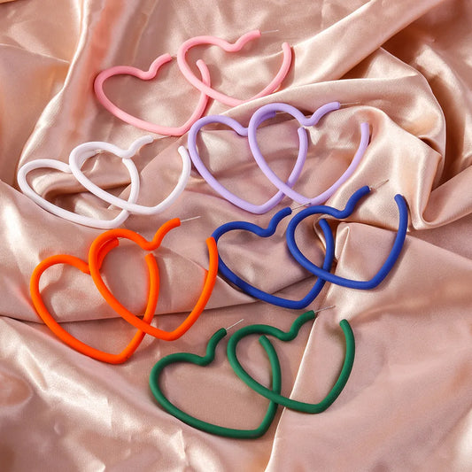 1 Pair Solid Color Heart Shape Plastic Ear Studs