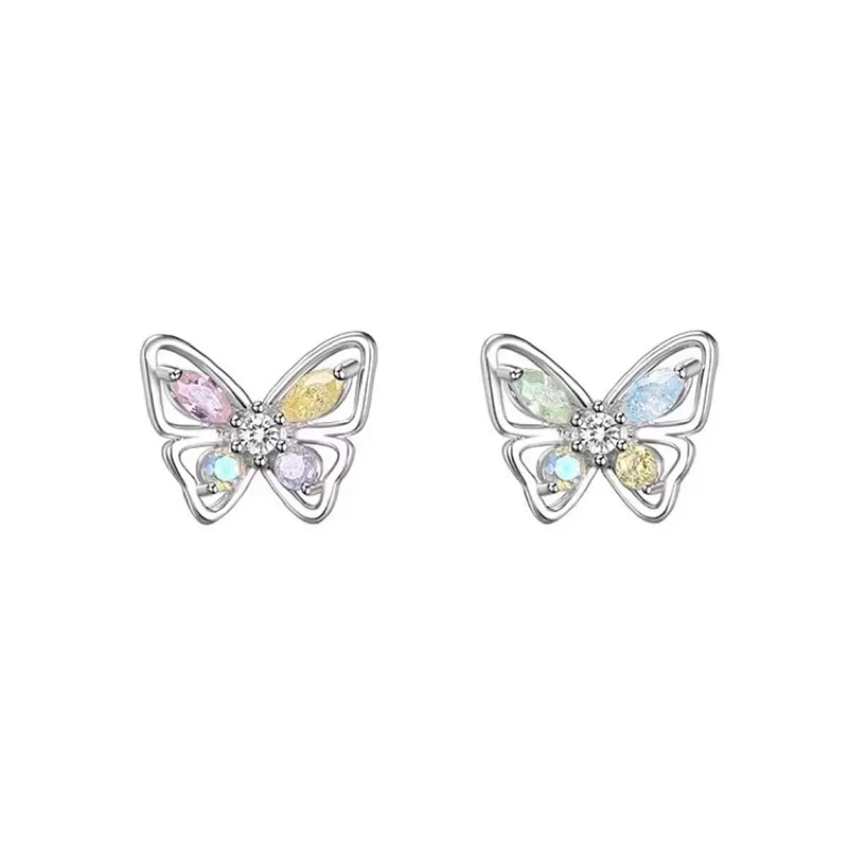 1 Pair Sterling Silver Butterfly Ear Studs