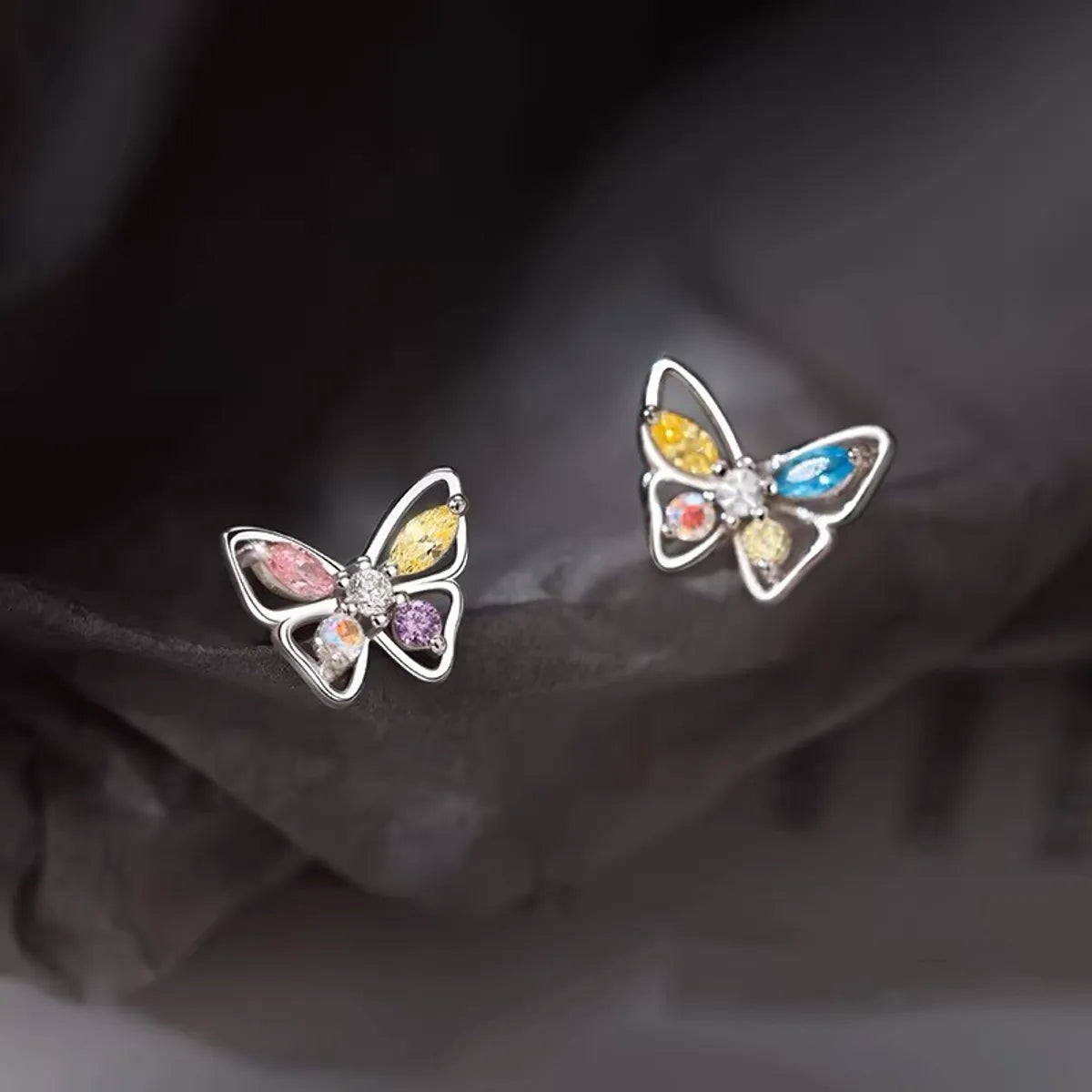 1 Pair Sterling Silver Butterfly Ear Studs