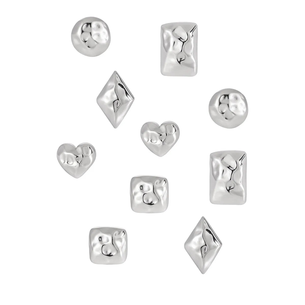 1 Pair Sterling Silver Geometric Heart Shape Ear Studs