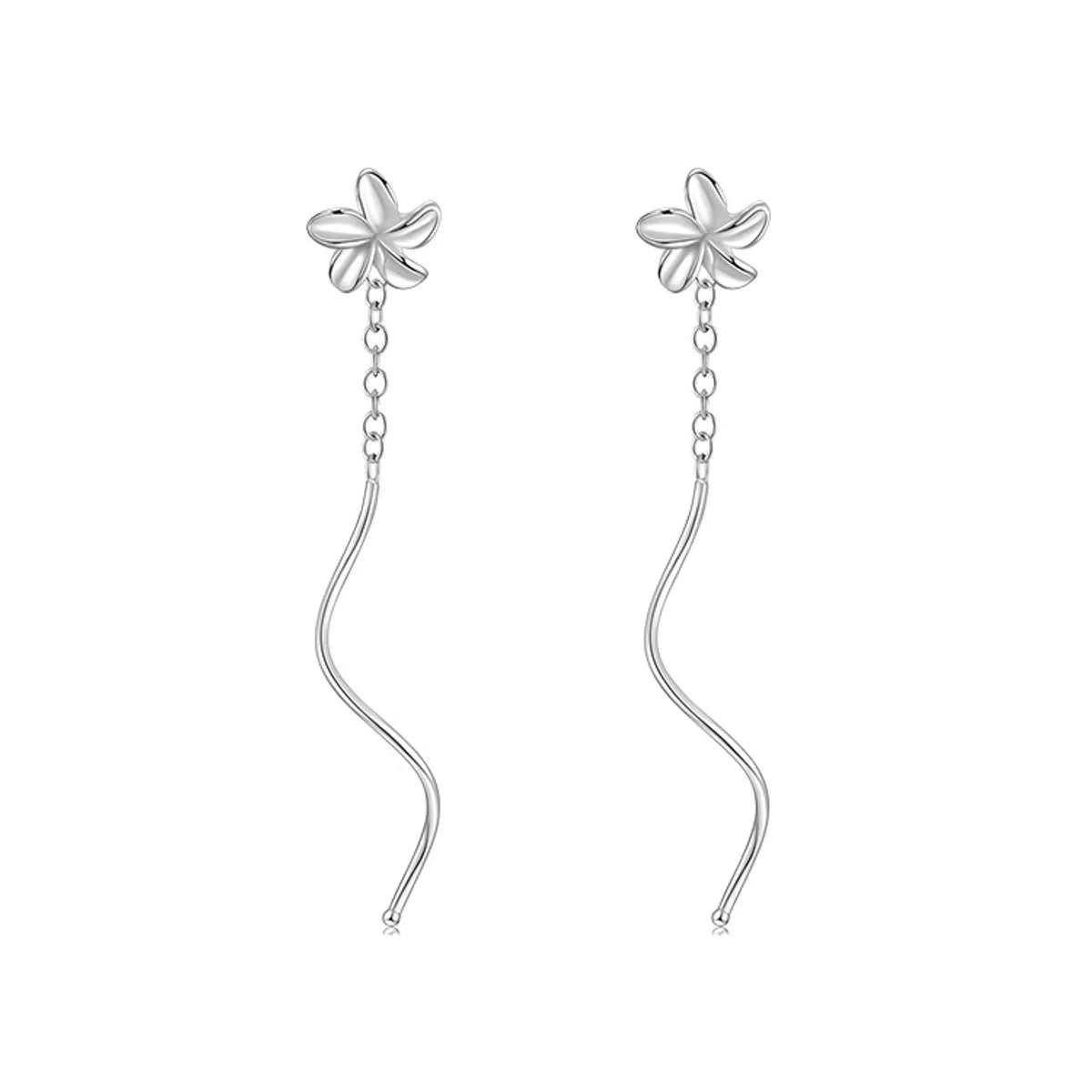 1 Pair Sterling Silver Geometric Star Heart Shape Ear Line