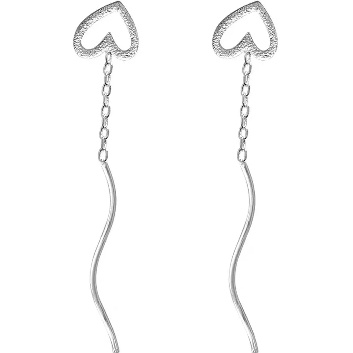 1 Pair Sterling Silver Heart Shape Ear Line