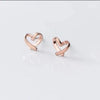 1 Pair Sterling Silver Heart Shape Ear Studs