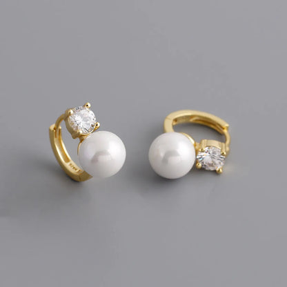 1 Pair Sterling Silver Pearl Solid Color Earrings