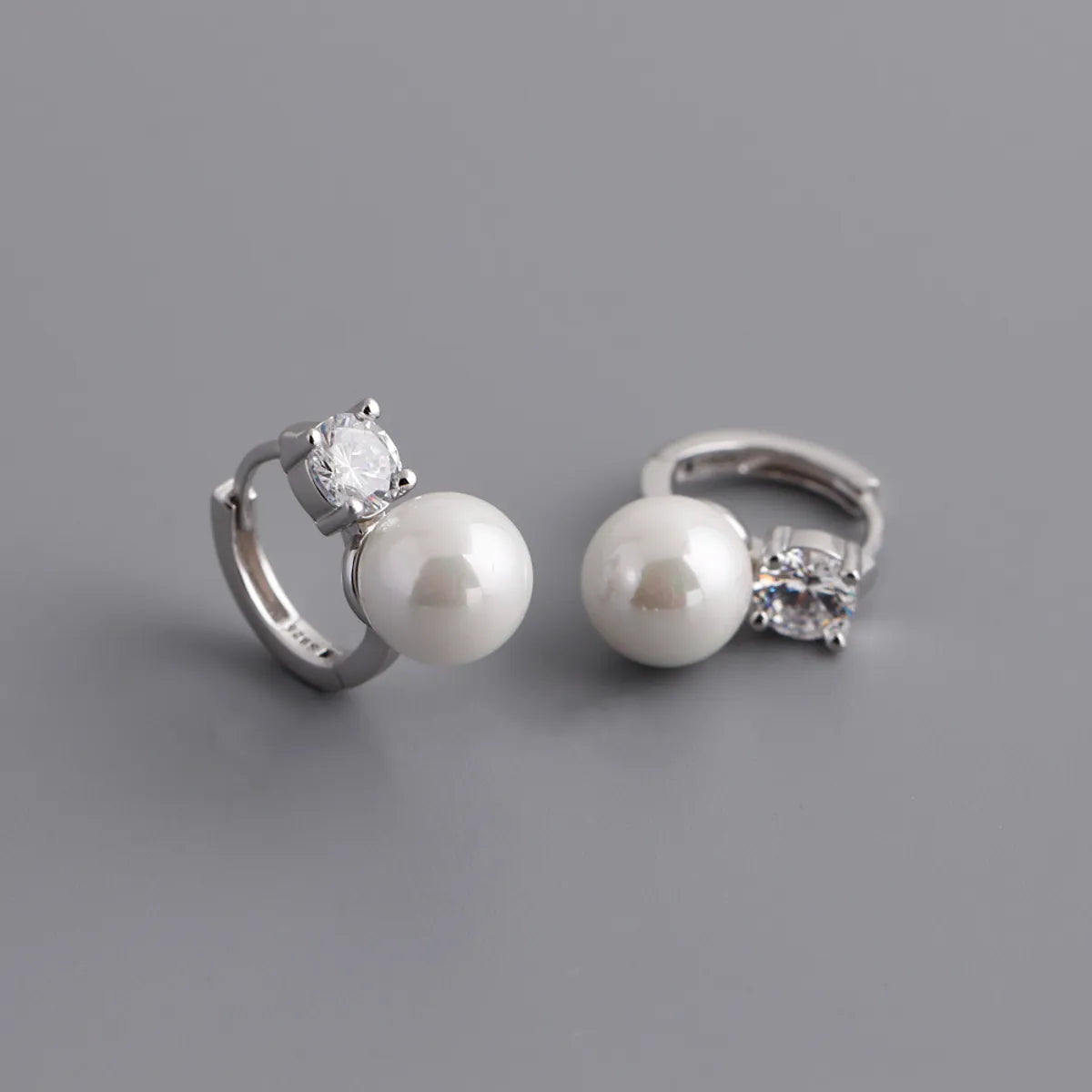 1 Pair Sterling Silver Pearl Solid Color Earrings