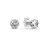 1 Pair Sterling Silver Round Heart Shape Drop Earrings Ear Studs