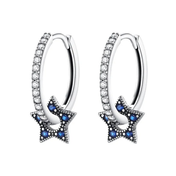 1 Pair Sterling Silver Star Drop Earrings