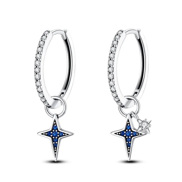 1 Pair Sterling Silver Star Drop Earrings