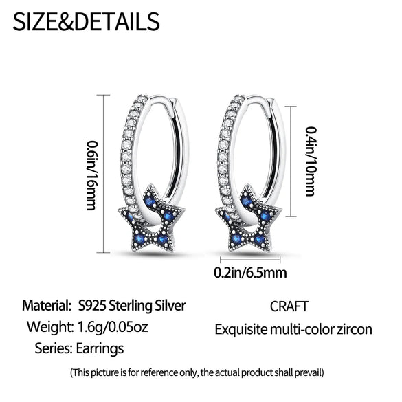 1 Pair Sterling Silver Star Drop Earrings
