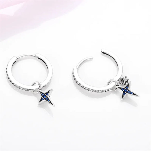 1 Pair Sterling Silver Star Drop Earrings