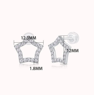 1 Pair Sterling Silver White Gold Plated 925 Silver Moissanite Earrings