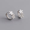 1 Pair Sterling Silver Zircon Flower Earrings