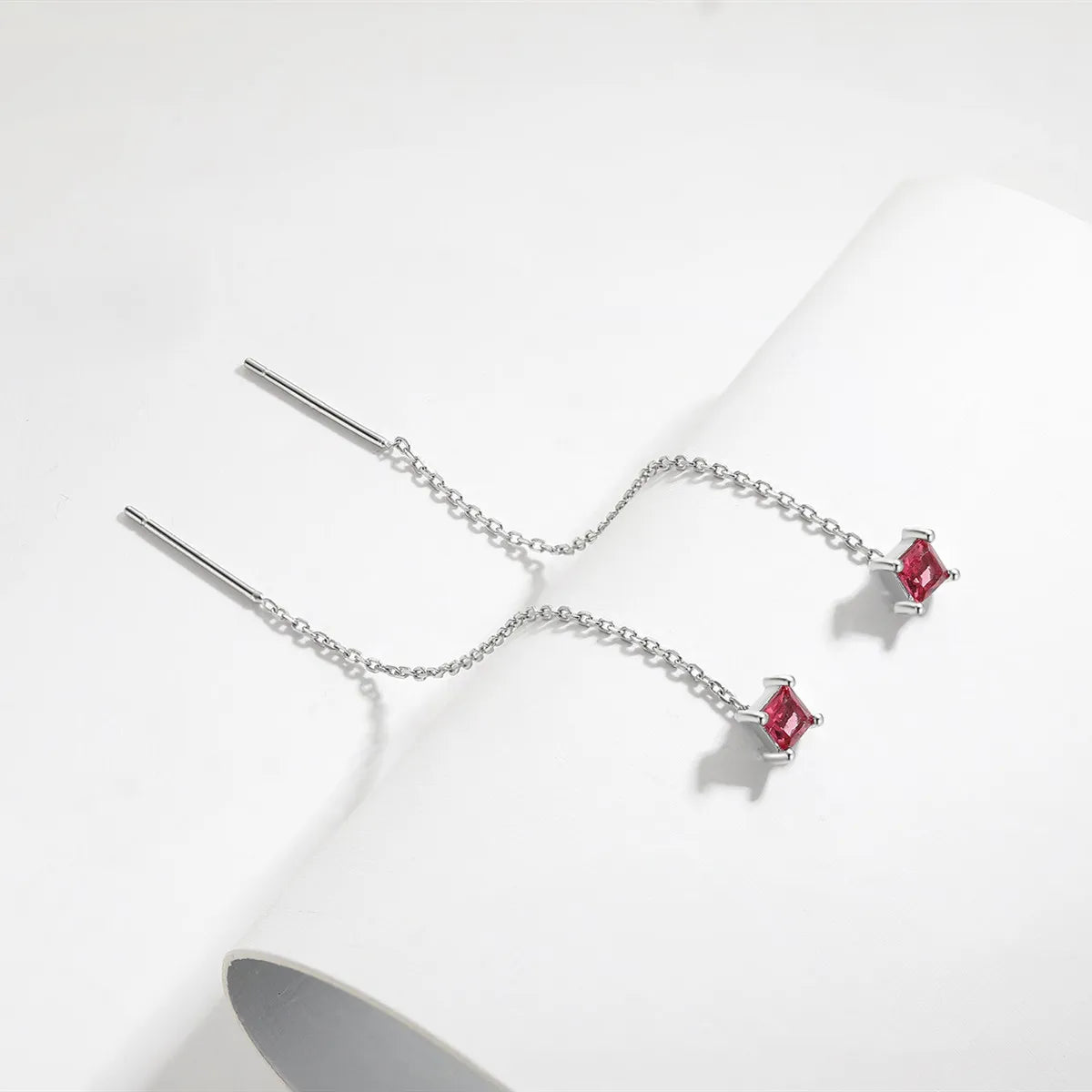 1 Pair Sterling Silver Zircon Geometric Ear Line