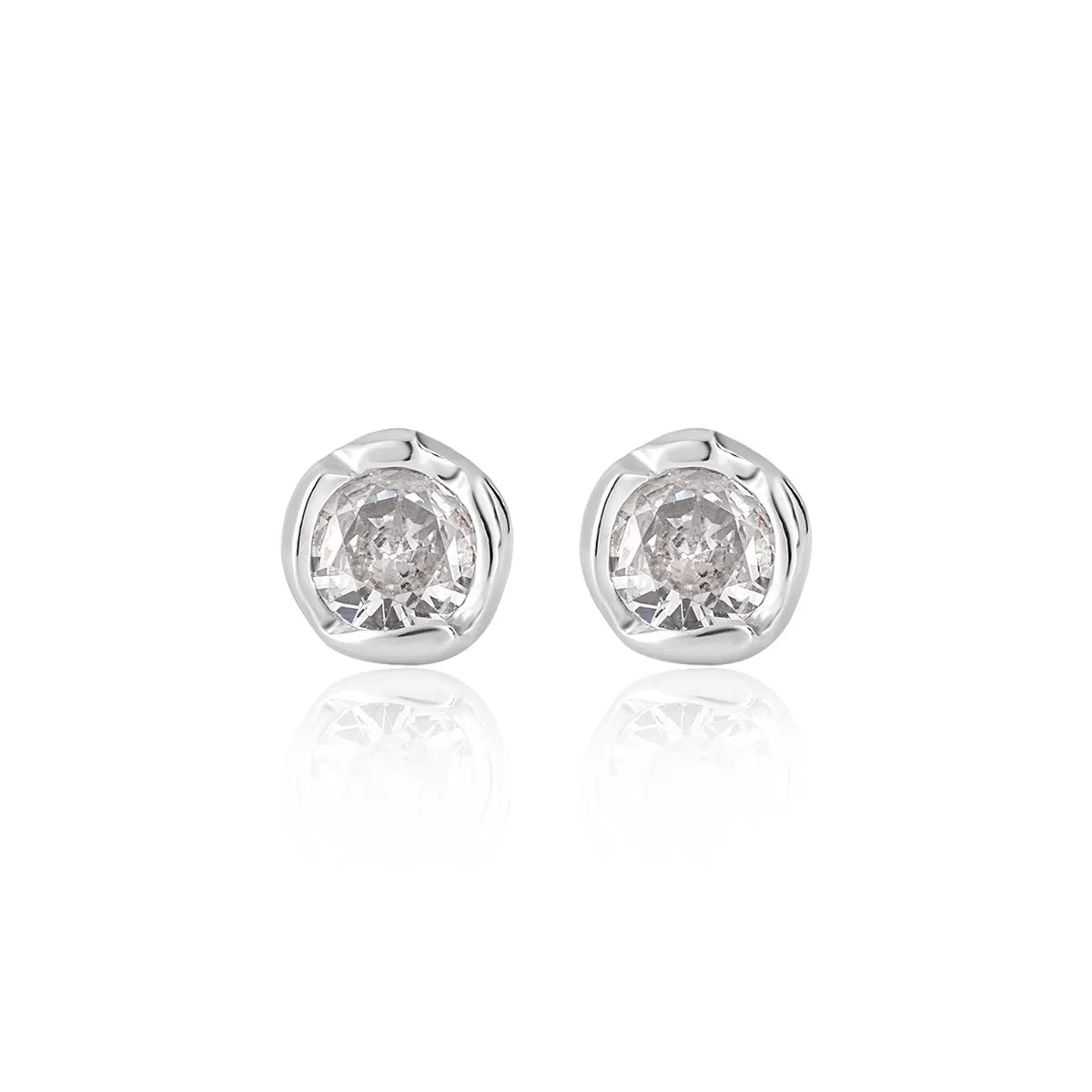 1 Pair Sterling Silver Zircon Geometric Ear Studs