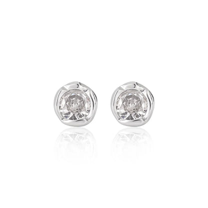 1 Pair Sterling Silver Zircon Geometric Ear Studs