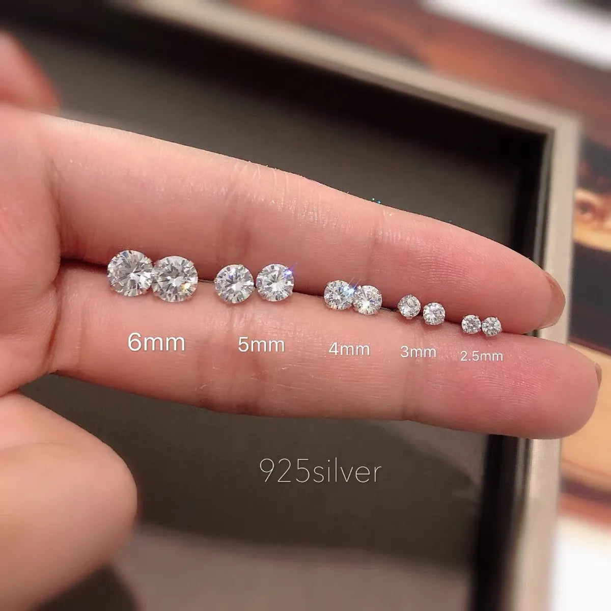 1 Pair Sterling Silver Zircon Geometric Ear Studs