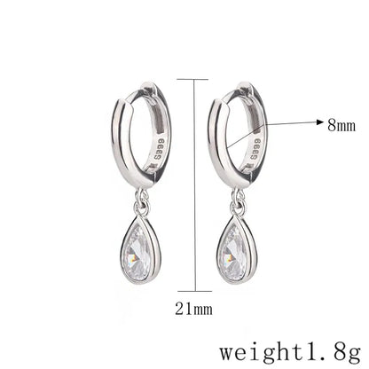 1 Pair Sterling Silver Zircon Water Droplets Drop Earrings