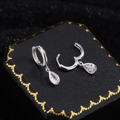 1 Pair Sterling Silver Zircon Water Droplets Drop Earrings