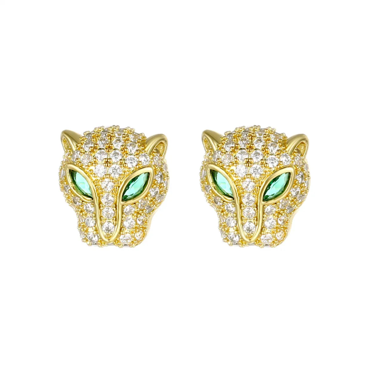 1 Pair Streetwear Animal Plating Inlay Copper Zircon Ear Studs