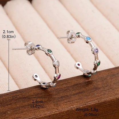 1 Pair Streetwear C Shape Plating Inlay Copper Zircon Ear Studs