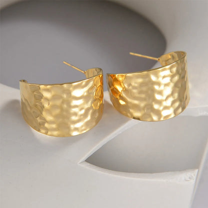 1 Pair Streetwear C Shape Plating Metal Stainless Steel 18k Gold Plated Ear Studs