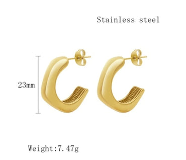 1 Pair Streetwear C Shape Plating Stainless Steel 18k Gold Plated Ear Studs