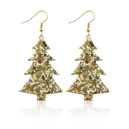 1 Pair Streetwear Christmas Tree Pu Leather Drop Earrings