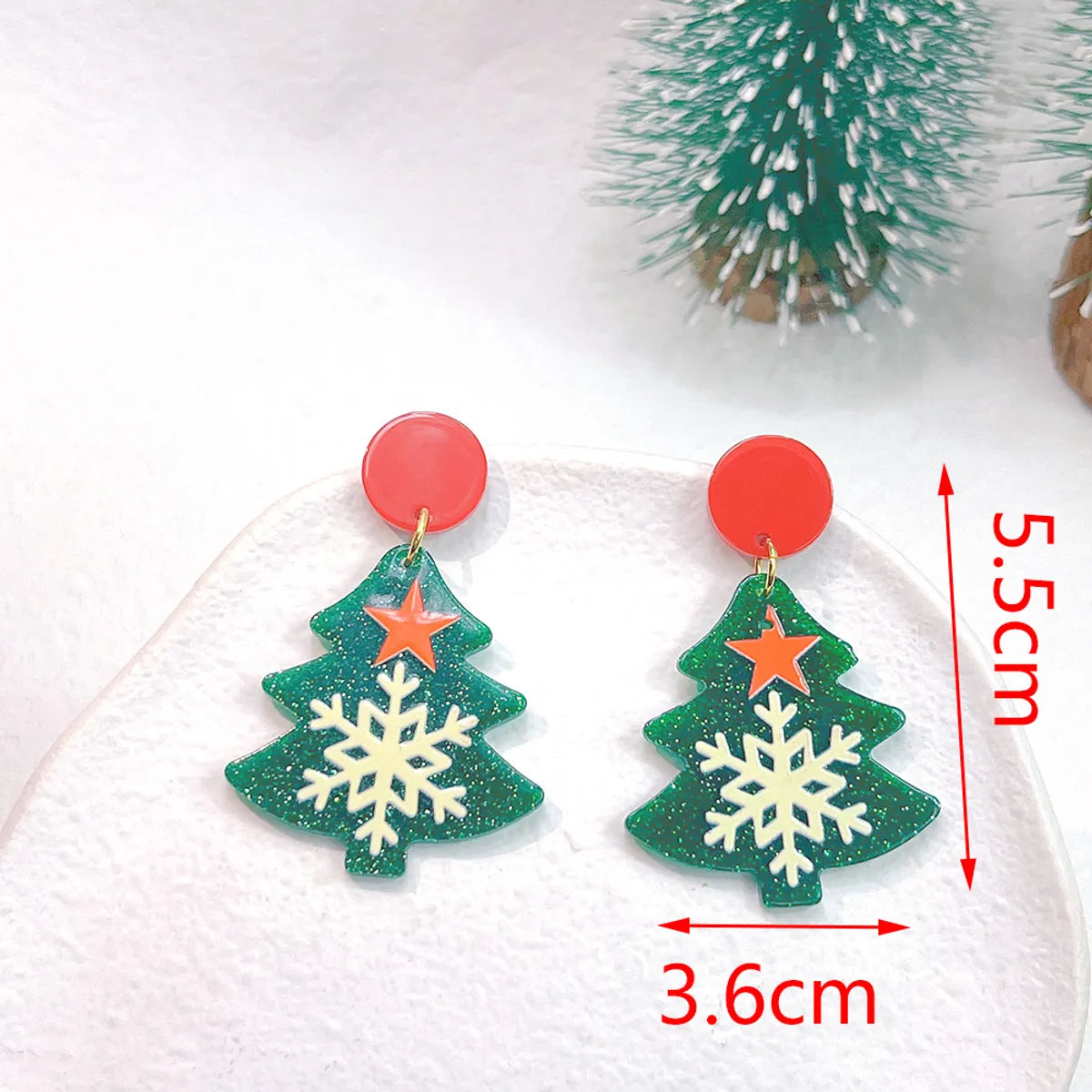 1 Pair Streetwear Christmas Tree Stoving Varnish Arylic Drop Earrings