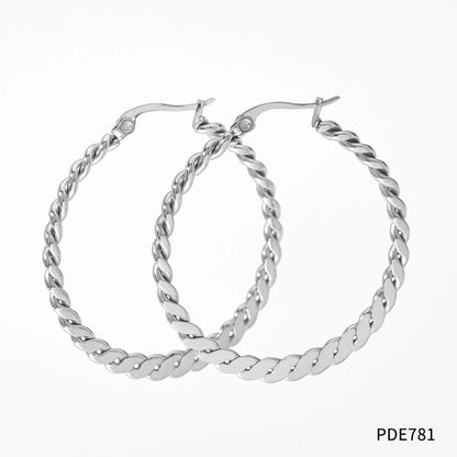 1 Pair Streetwear Circle Stainless Steel Plating Hoop Earrings