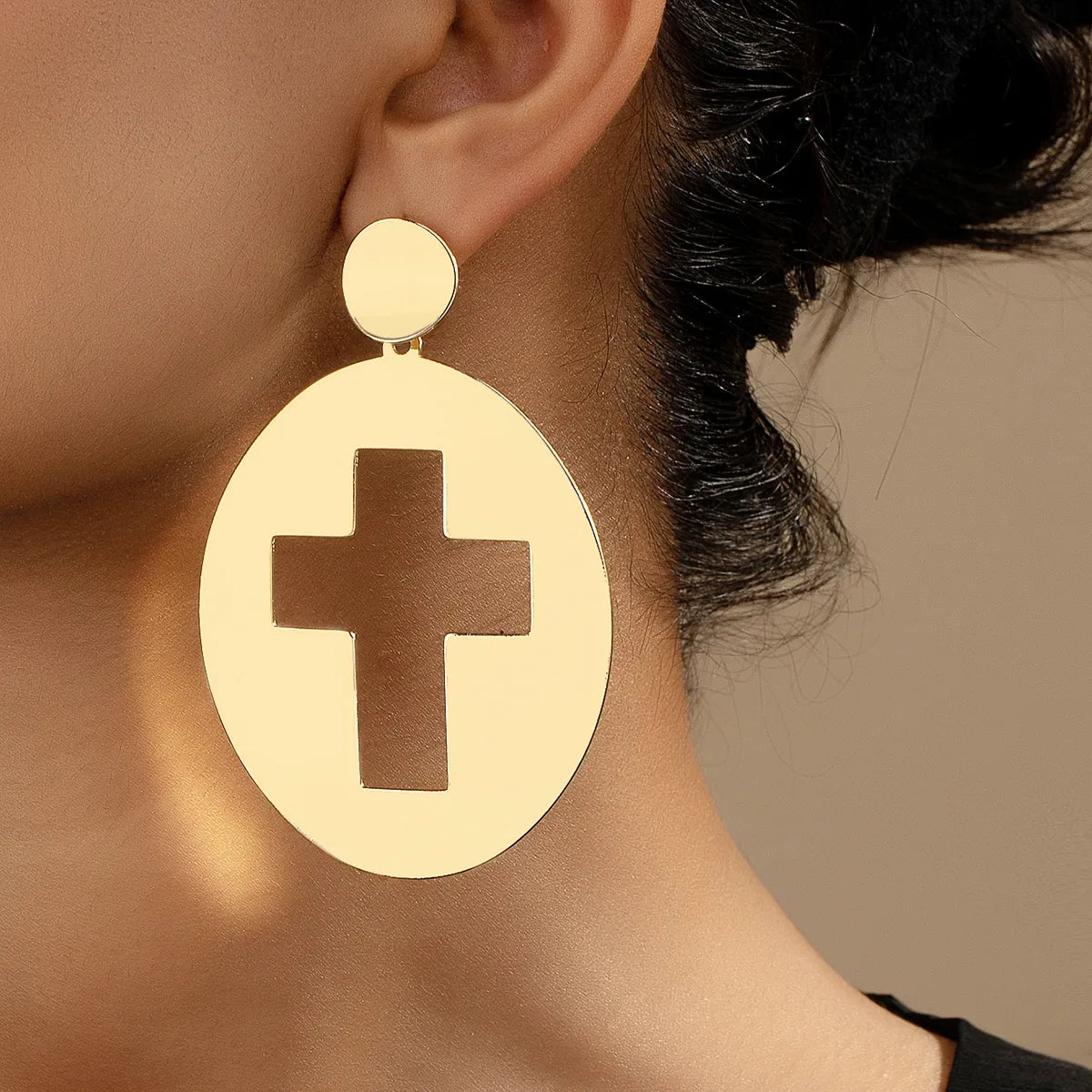 1 Pair Streetwear Commute Korean Style Cross Plating Alloy 14k Gold Plated Drop Earrings