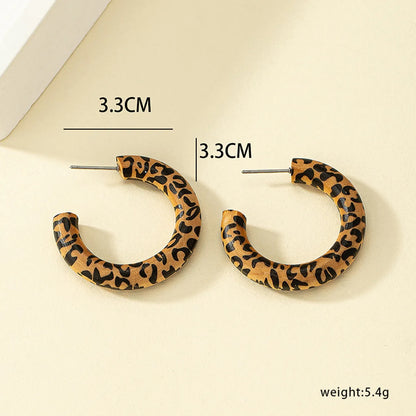 1 Pair Streetwear Commute Leopard Wood Earrings