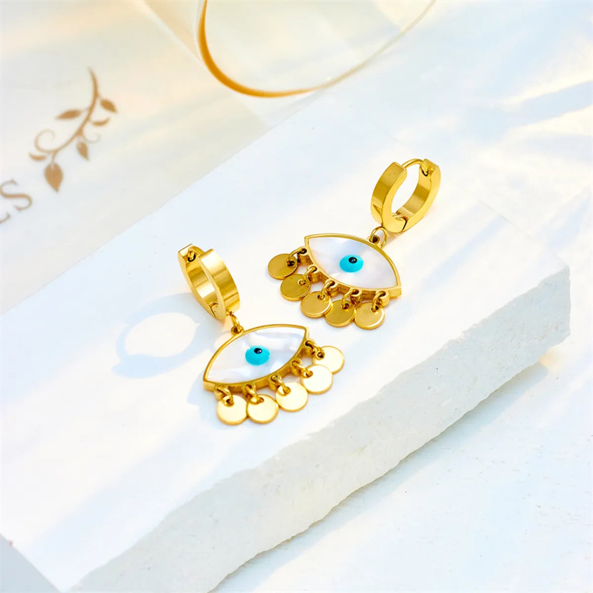 1 Pair Streetwear Eye Plating Titanium Steel 18k Gold Plated Drop Earrings