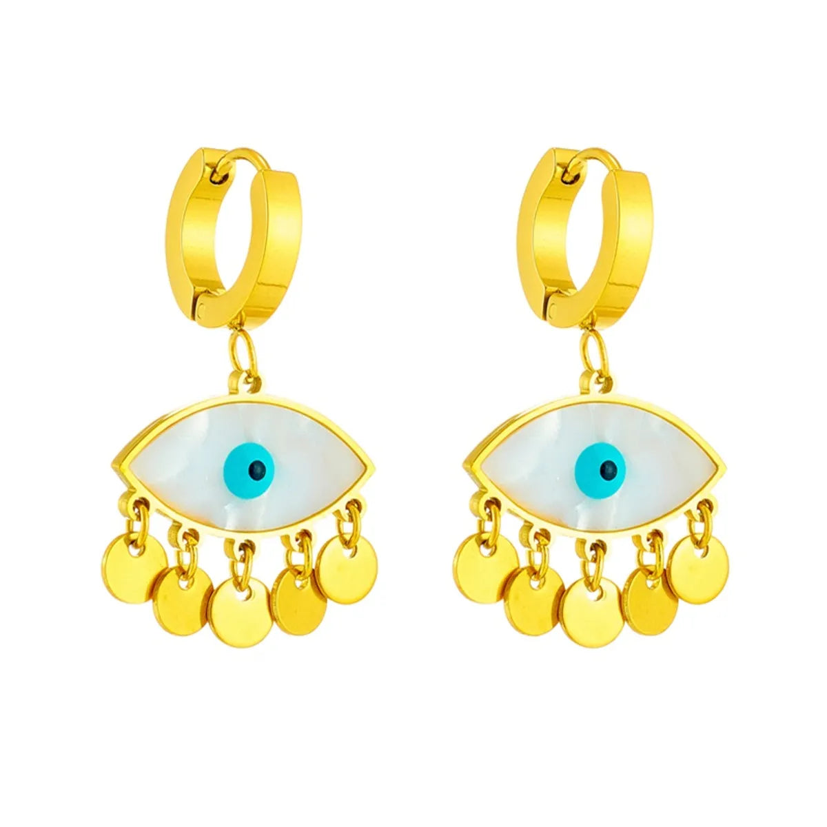 1 Pair Streetwear Eye Plating Titanium Steel 18k Gold Plated Drop Earrings