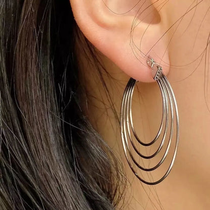 1 Pair Streetwear Geometric Plating Stainless Steel Hoop Earrings