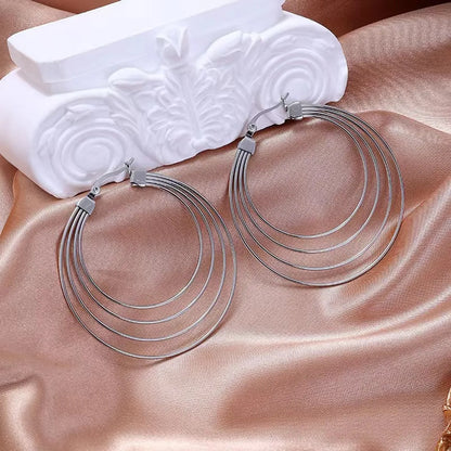 1 Pair Streetwear Geometric Plating Stainless Steel Hoop Earrings