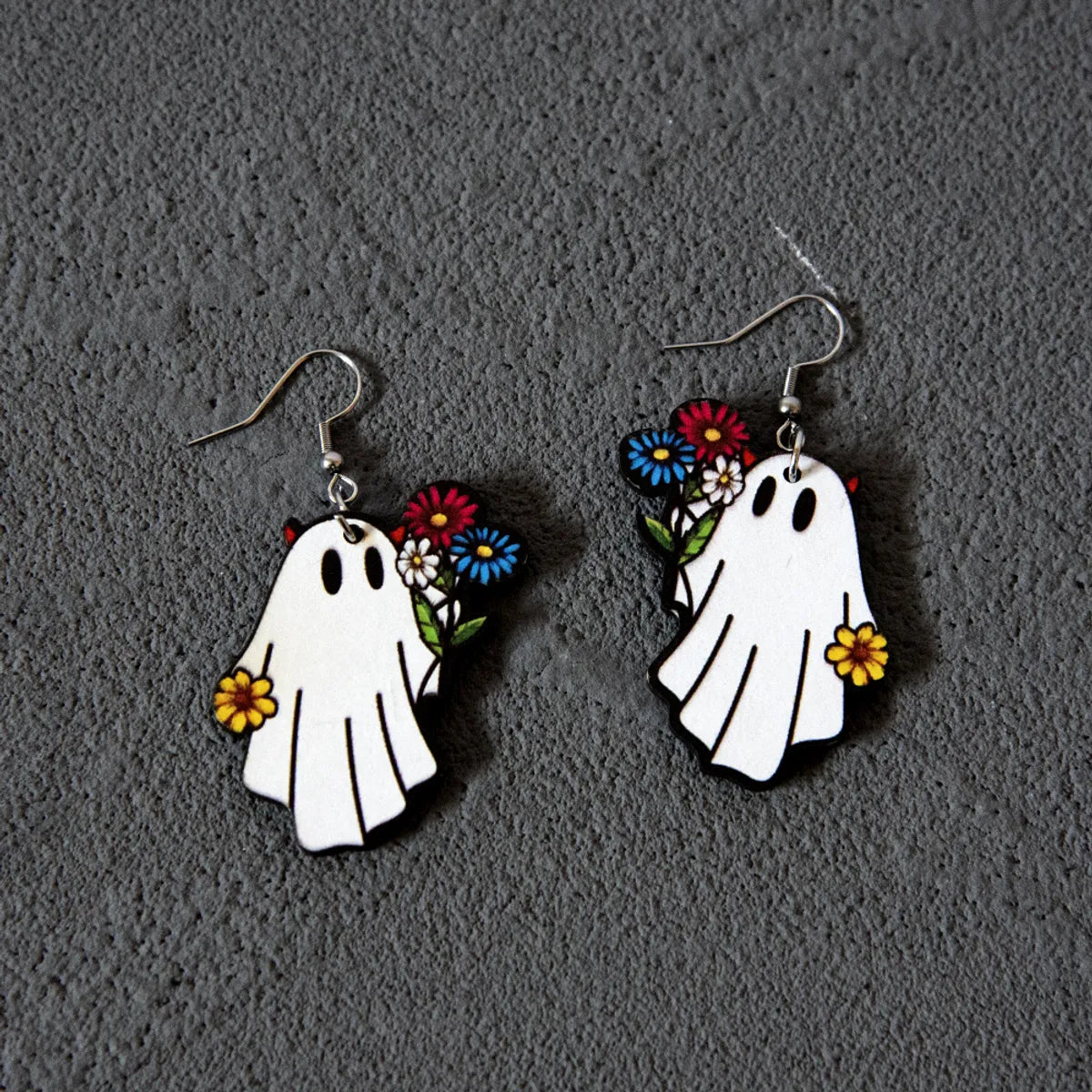 1 Pair Streetwear Halloween Pattern Wood Drop Earrings