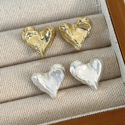 1 Pair Streetwear Heart Shape Alloy Ear Studs