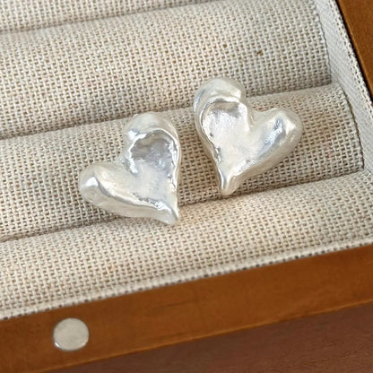 1 Pair Streetwear Heart Shape Alloy Ear Studs