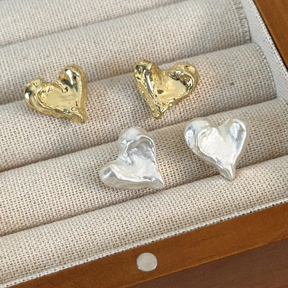 1 Pair Streetwear Heart Shape Alloy Ear Studs