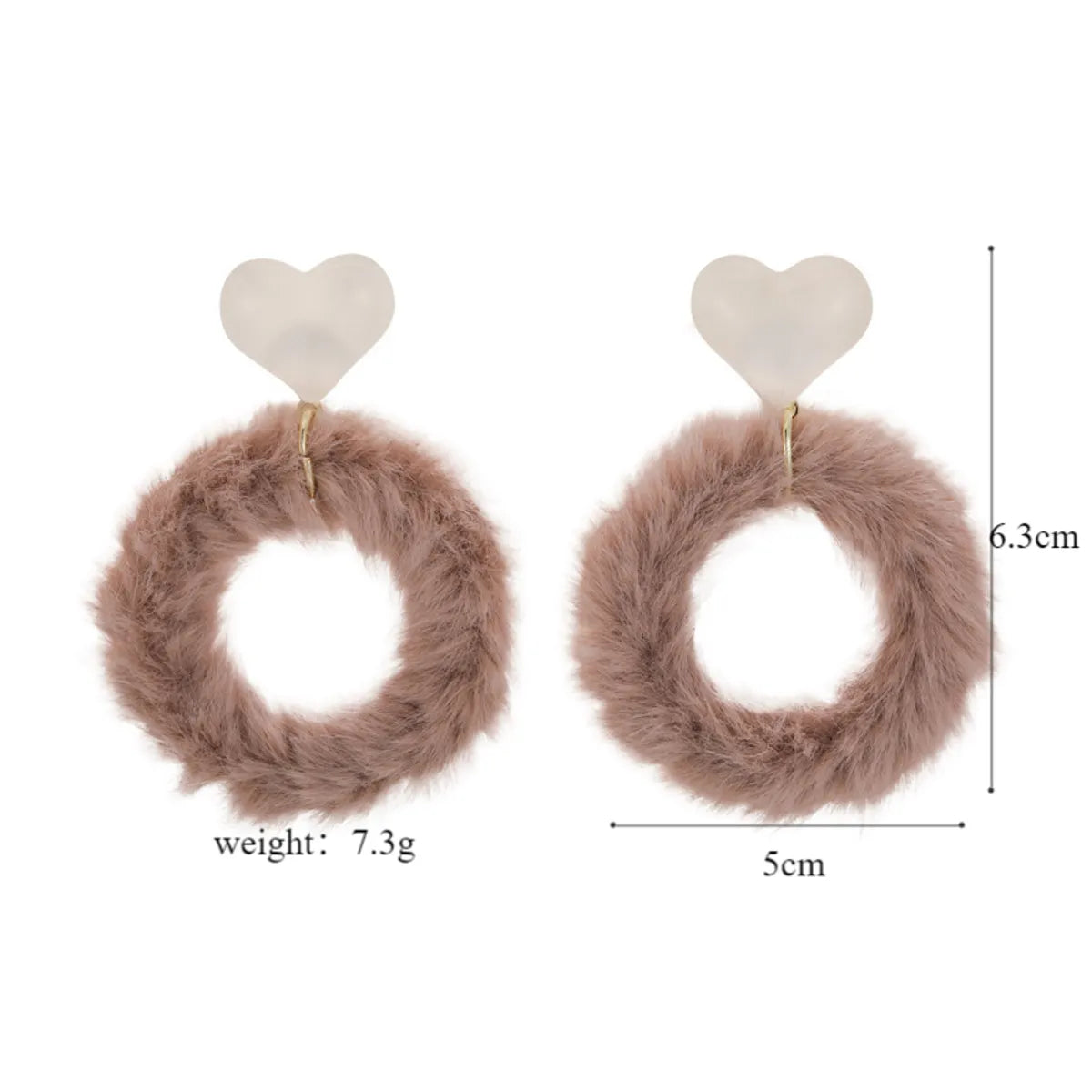 1 Pair Streetwear Heart Shape Plush Drop Earrings