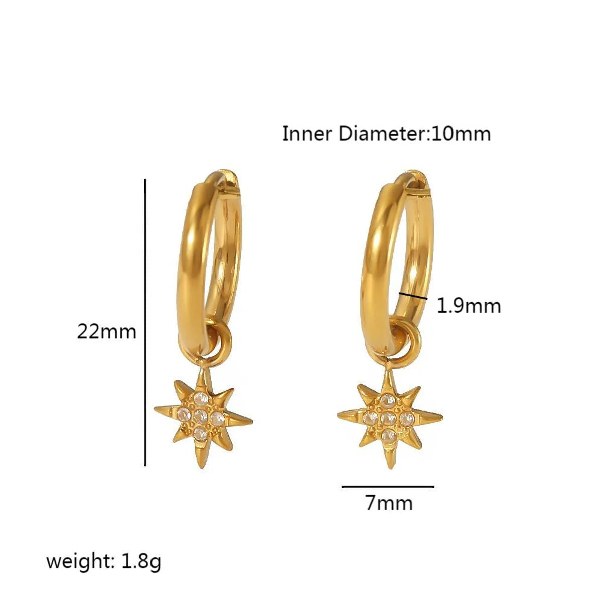 1 Pair Streetwear Hexagram Heart Shape Eye Polishing Plating Inlay Stainless Steel Zircon 18k Gold Plated Drop Earrings