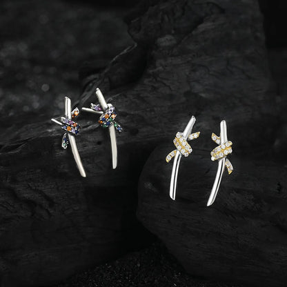 1 Pair Streetwear Irregular Plating Inlay Sterling Silver Zircon Ear Studs